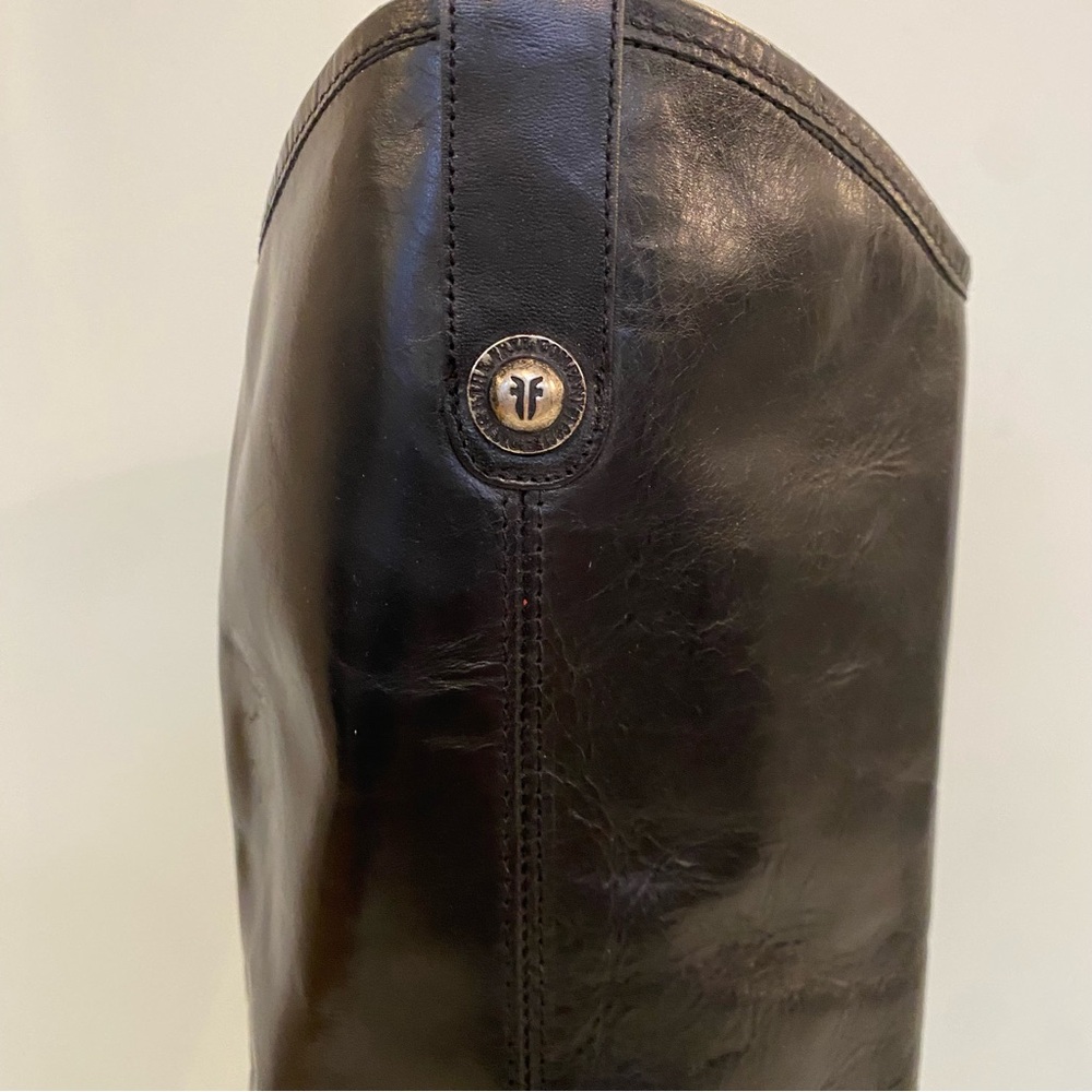 Frye Melissa Button Black Leather Knee High Boot Extended Calf size 9 - Picture 3 of 10
